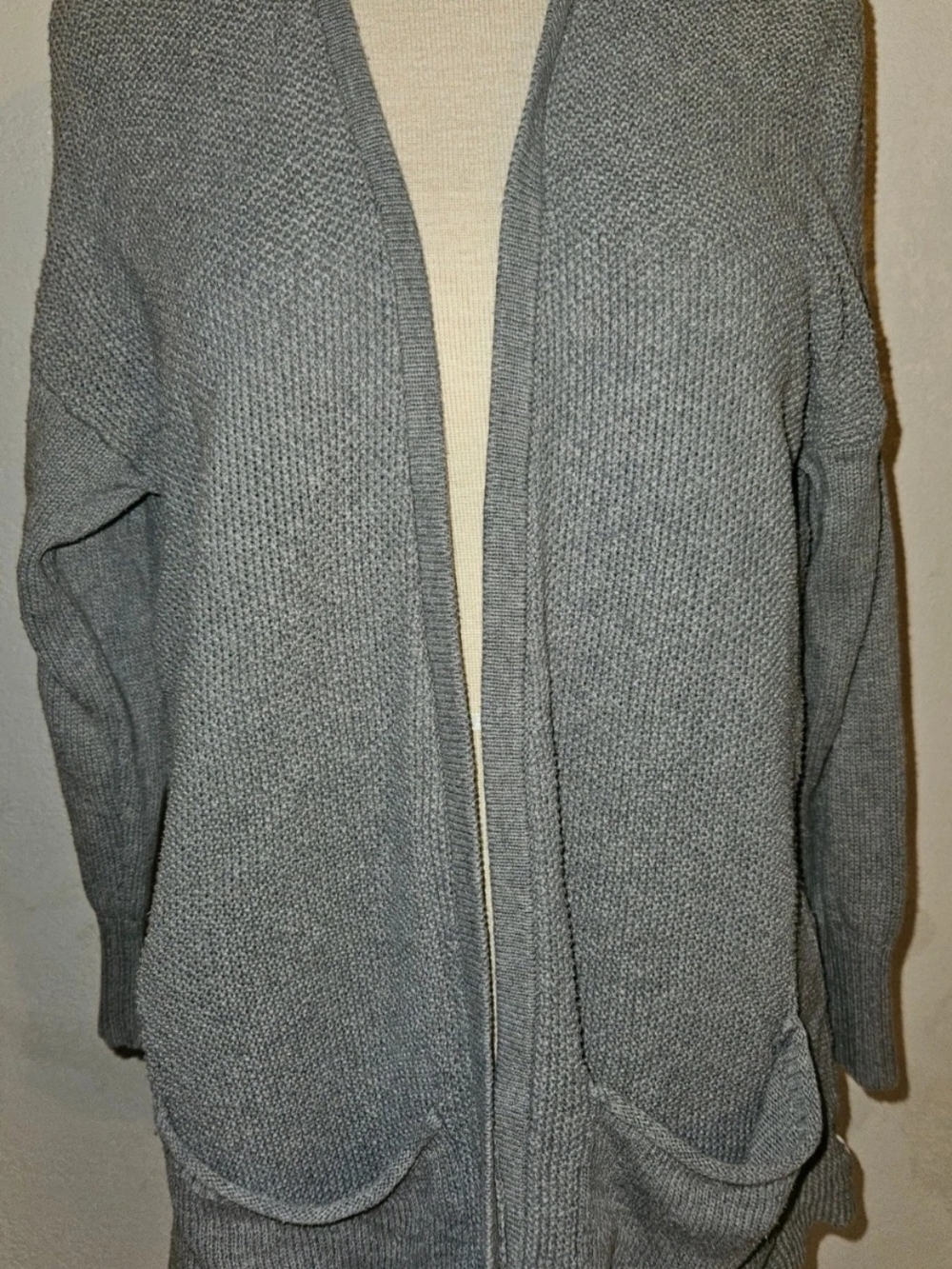American Eagle Outfitters Gray Open-Front Knit Cardigan Size Medium 100% Cotton